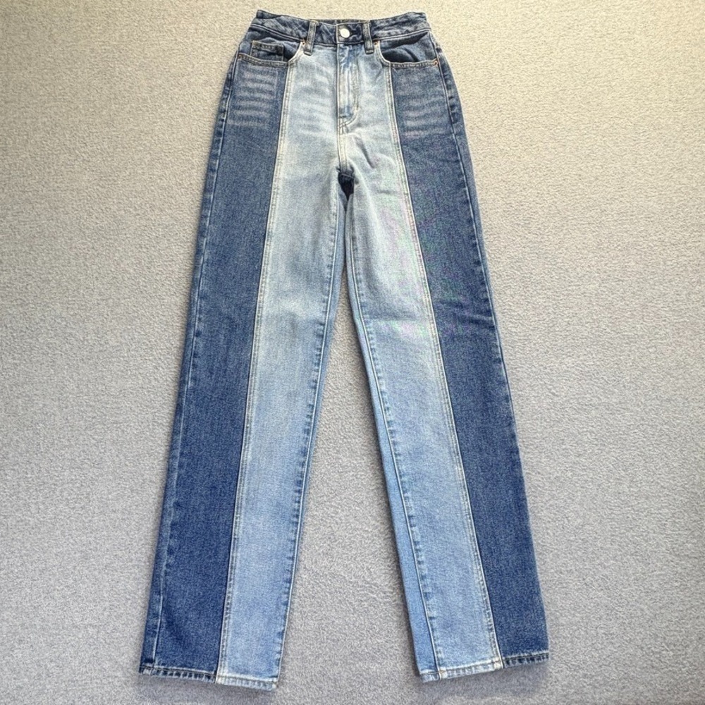 Pacsun Jeans Womens 25 Blue 90s Boyfriend Eco Two Tone Stacked Baggy High Rise - Picture 1 of 11